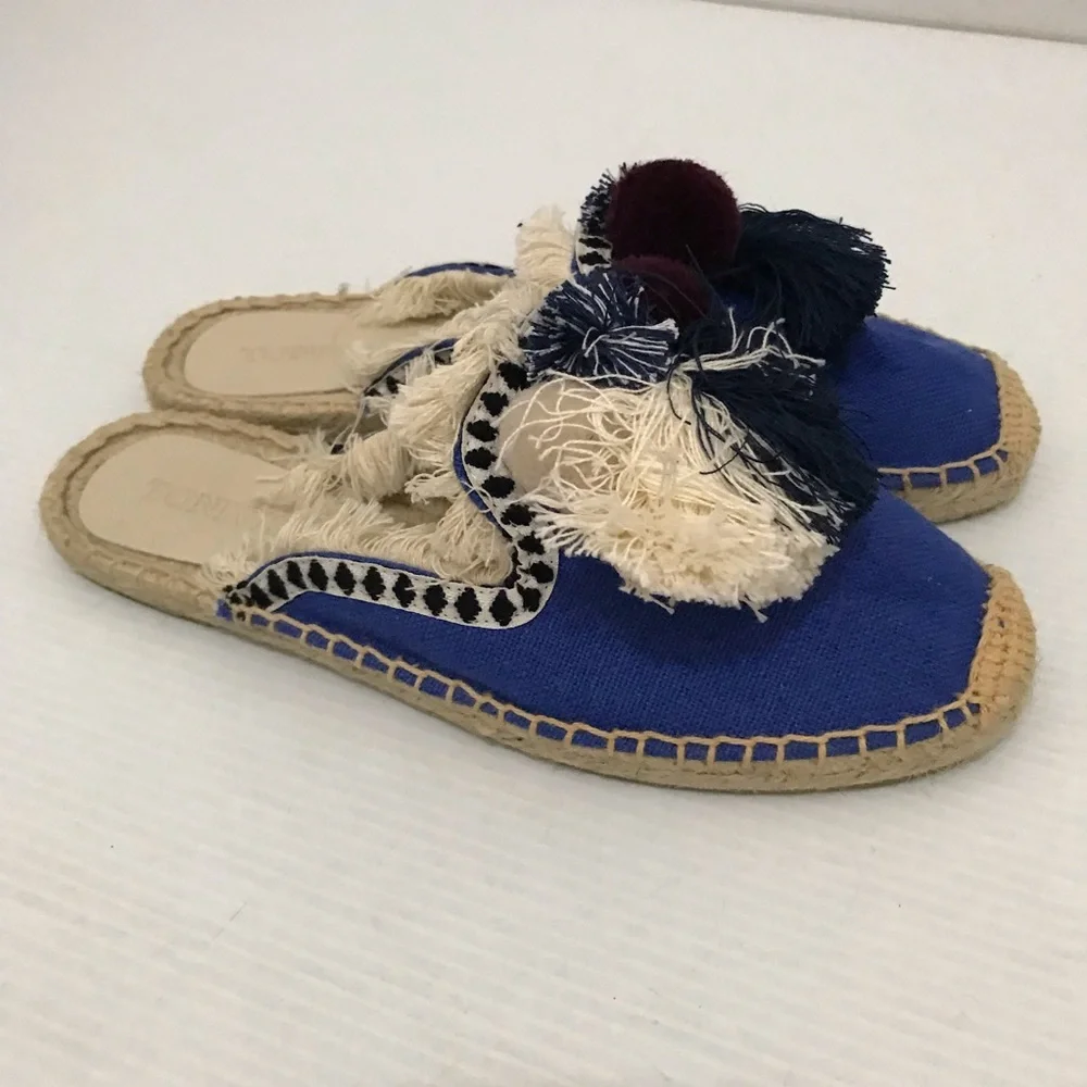 Tonivis Blue and Cream Espadrille mules Size 8